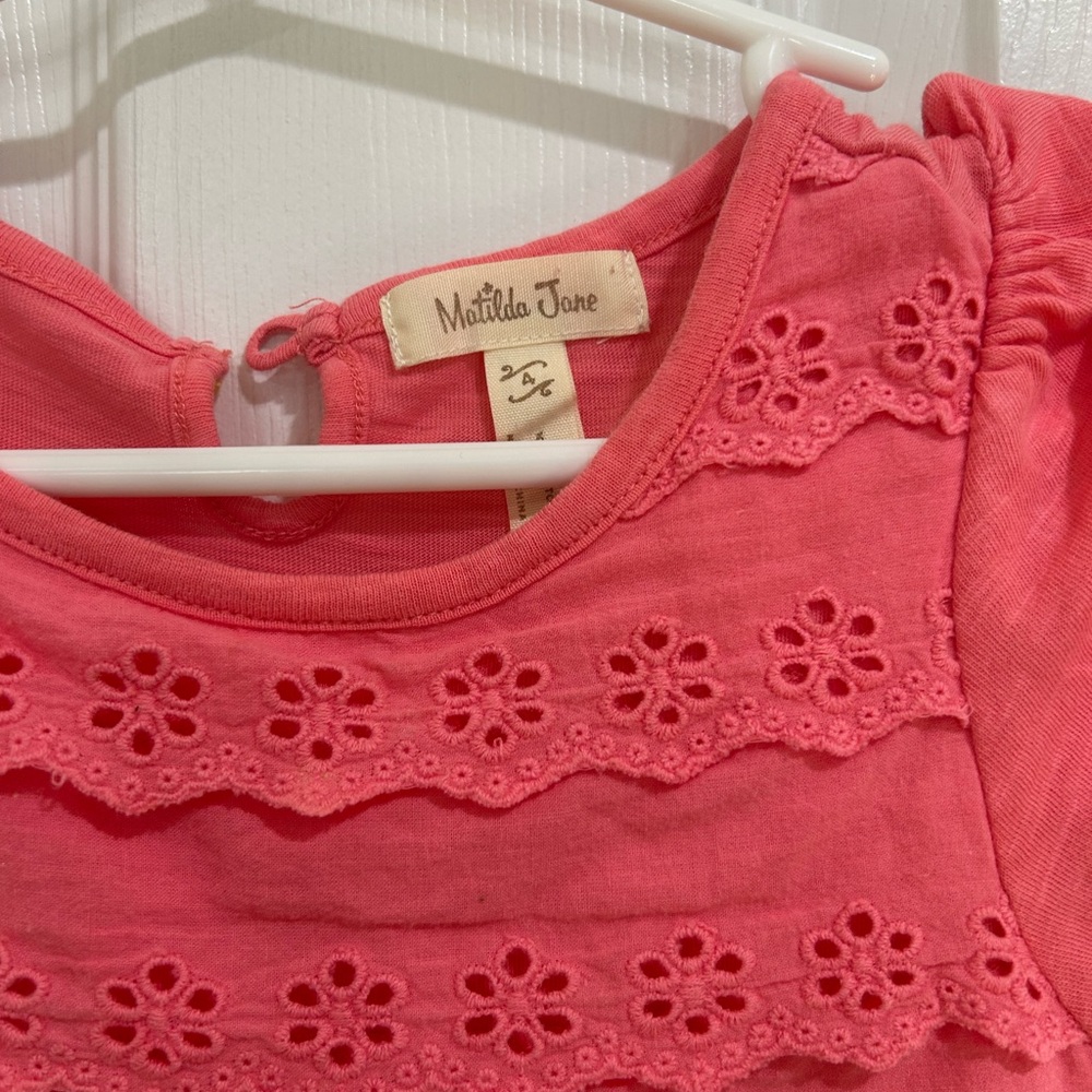 Matilda Jane Coral Eyelet Ruffle Top - Picture 3 of 3